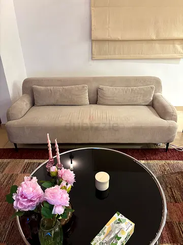 Beige 3 Seater Sofa in Good Condition
