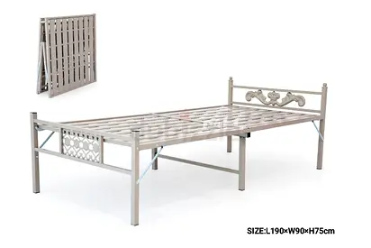 Sturdy Metal Single Bed Frame (Foldable, 190x90x75cm)