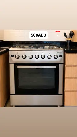 Stainless steel freestanding gas oven and hob - good condition, 500 AED