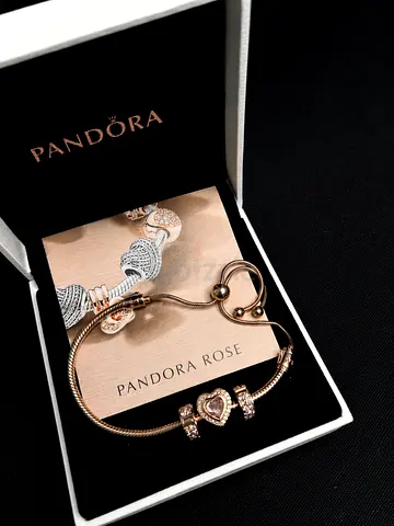 Pandora Moments Slider Bracelet (Rose Gold) with Charms