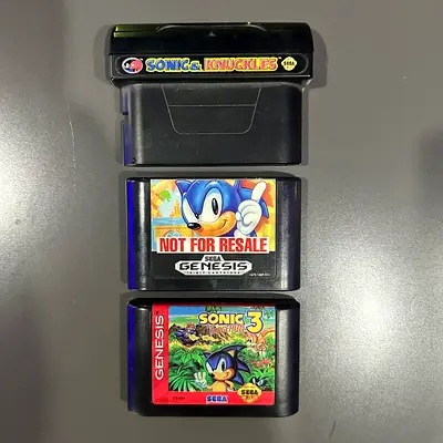 Sega Genesis Sonic cartridge bundle — Sonic  Knuckles, Sonic 3, Sonic (Not for Resale)