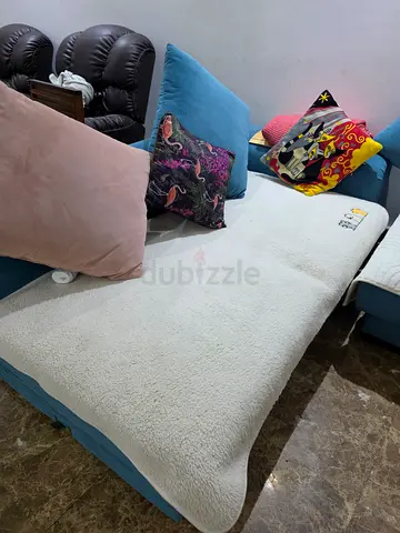 Light blue 3-seater sofa with removable cover