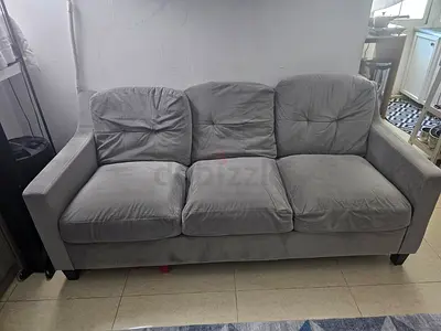 Grey 3-Seater Fabric Sofa - Comfortable, Good Condition