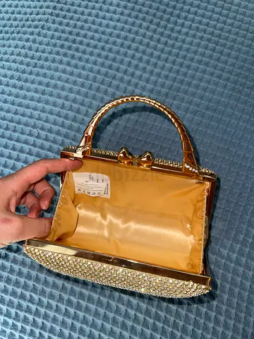Gold Rhinestone Evening Clutch Bag