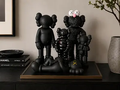 Original KAWS Companion and Related Figures - Black Vinyl Collectible Set