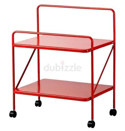 Side table, red metal (JARLASA series, IKEA)