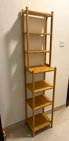 Tall bamboo shelving unit - 7-tier wooden shelf