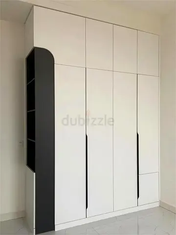 4 Door Wardrobe with Black Open Shelves