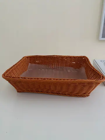 Wicker Rectangular Serving Basket / Storage Tray - Light Brown