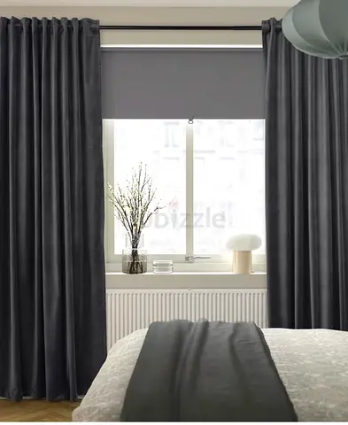 Dark Grey Blackout velvet Curtains with Eyelets 140x250cm