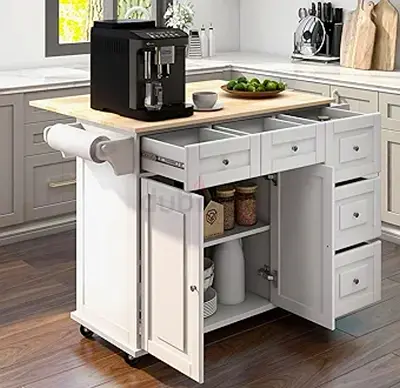 Homrest Kitchen island cart with extendable top