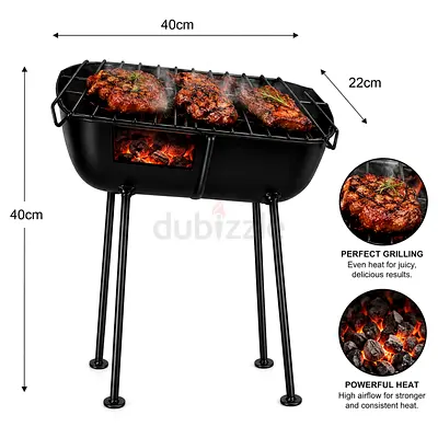 Portable Charcoal BBQ Grill with Foldable Legs - 40cm. Heavy duty, locally manufactured.