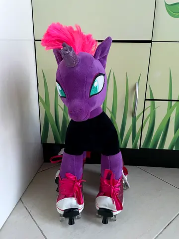 Plush Ride-On Unicorn with Wheels - Purple