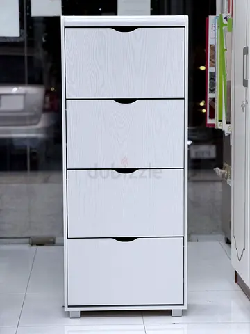 Stylish 4-Tier Shoe Cabinet in White - Space Saver!