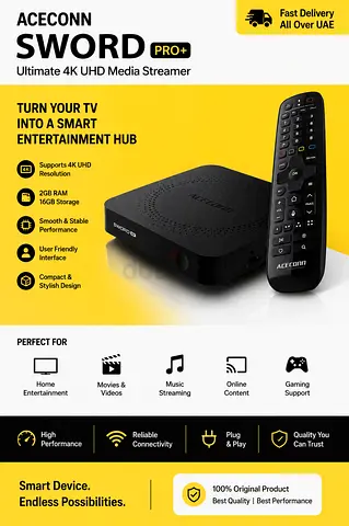 Aceconn Sword Pro+ 4K UHD Media Streamer - 16GB, 2GB RAM (Box  Remote)