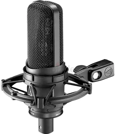 Professional Audiotechnica microphone AT4050 with stand and amplifier
