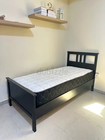 Single wooden bed frame with mattress - good condition