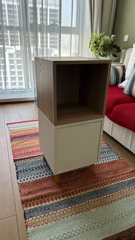 IKEA EKET Cabinet combination with legs, white/white stained oak effect, 35x35x80 cm