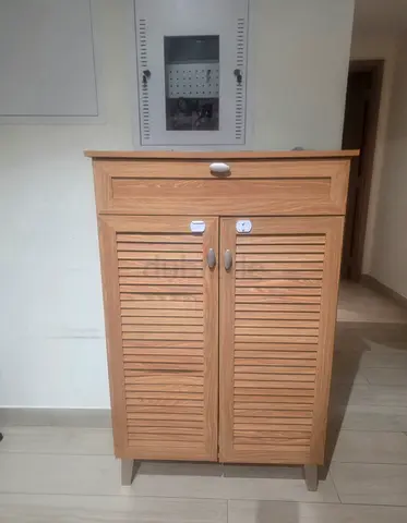 Wooden Shoe Cabinet / Storage Cupboard - Light Oak Finish