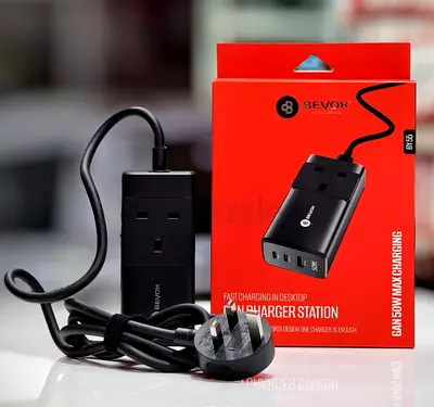 Bevlox 50W GaN Desktop Charger Station - 4 Ports NEW BOX PACK Best offer price only 75AED