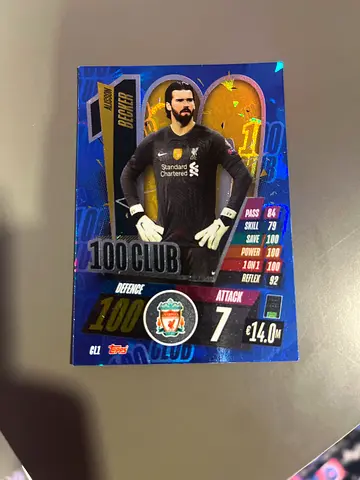 Liverpool Alisson Becker 100 Club Foil Football Trading Card