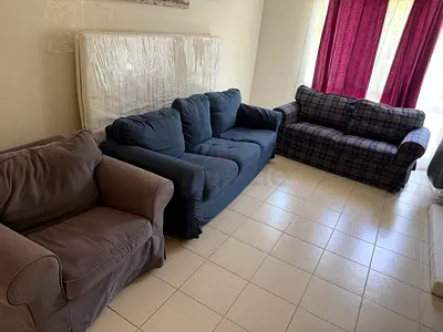 Three sofas (2 seater, 3 seater and armchair)  a full living room set