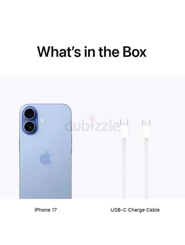 Apple iPhone 17  Blue with USB-C Cable (Box Contents Image)