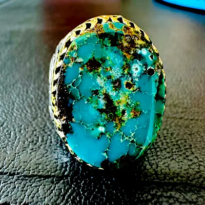 Natural Nishapuri Turquoise Silver Ring
