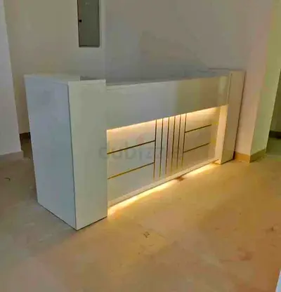Brand New Modern white reception counter with LED lighting For Sale