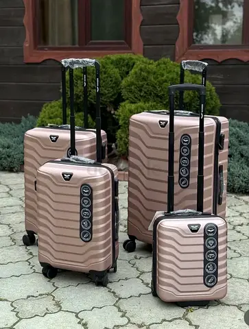 Set of 4 Rose Gold Hard Shell Luggage - Small to Large