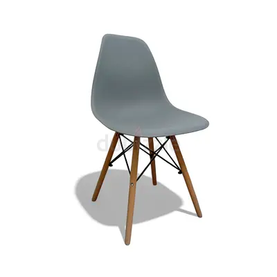 Grey Modern Dining/Accent Chair with Wooden Legs
