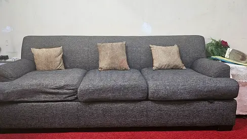 3-Seater Dark Grey Fabric Sofa in Good Condition