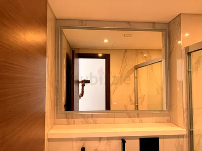 Framed Wall Mirror with Silver Trim - Good Condition