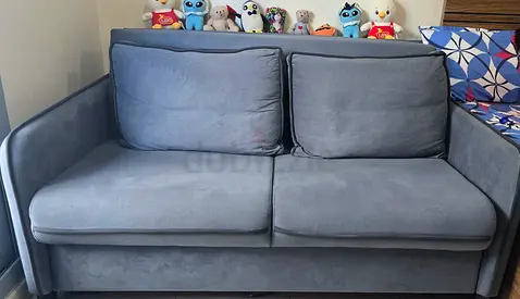 Grey 2-Seater Sofa cum bed - Compact and Comfortable