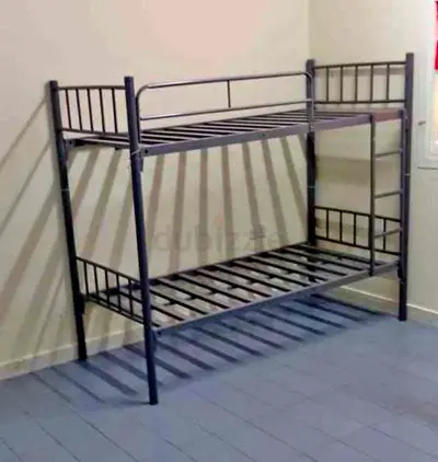Second Hand Metal Bunk Bed Frame - Double Decker, Grey For Sale
