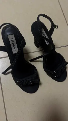 Black Steve Madden Beaded High Heel Sandals, Size 37