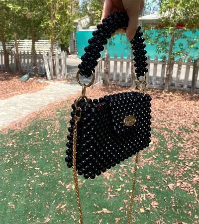 Black new handmade beaded bag
