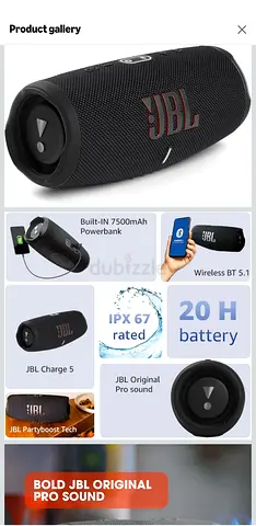 JBL Charge 5 Portable Bluetooth Speaker - Black, Flawless Condition, Less Used