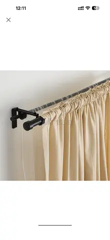 HUGAD Extendable Curtain Rod 210-385 cm - Black and 2 set of 120-210cm