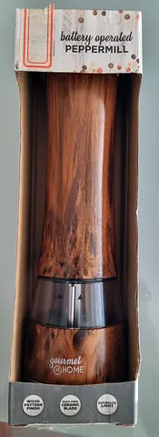 Battery Operated Wooden Pepper Mill - Gourmet @ Home (Unused in Box)