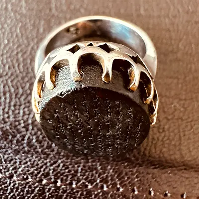 Hand-Engraved Abbasabad Stone Silver Talisman Ring
