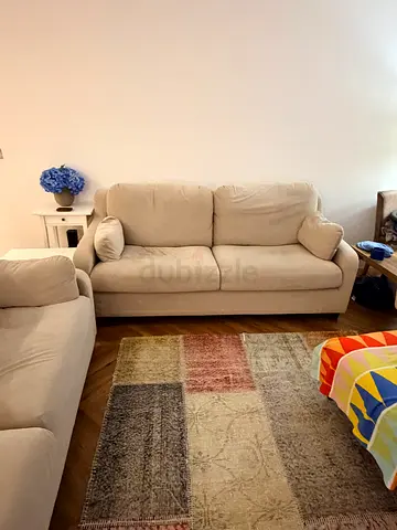 Beige 3-Seater Sofa with Matching Armchair - Good Condition 750 AED FOR EACH