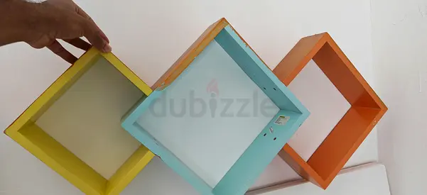 Set of 3 Colorful Wall Display Shelves - Yellow, Blue, Orange IKEA