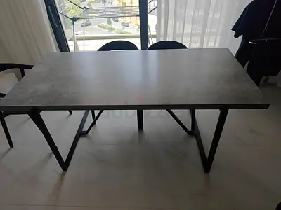 Modern rectangular dining table with metal legs - 6 seater (used)