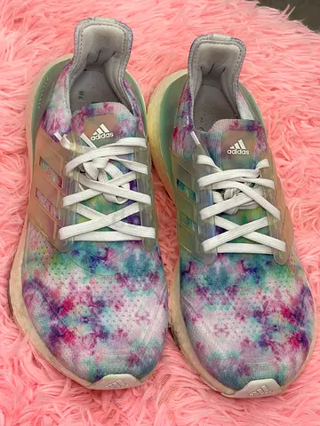 Adidas multicolor tie-dye running shoes, women’s size 38 (good condition)