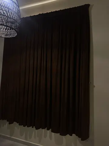 Dark Brown Full-Length Blackout Curtains - with rod