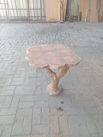 Handcrafted Solid Wood Side Table with Tree Stump Design