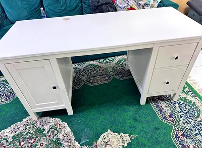 White Wooden Desk with Two Drawers - Good Condition