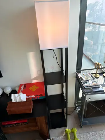 IKEA-style Tall Shelf Floor Lamp with 4 Cubes - Black