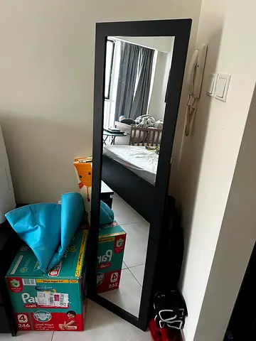 Full-length Standing Mirror with Black Frame - Good Condition